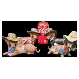 Set of 4 Spurs-N-Fur Daschund Cowboys Series ;  "Quick Paw McGraw",  "A Paw-fect Hero", "Sher-ruff S. Paws", "Dog-Gone Dueller"
