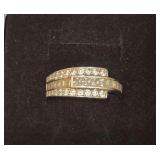 Gorgeous Vintage DQ (Diamonique) CZ Sterling Silver 925 Bypass Channel Band Ring Size 8.  3.7g