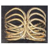 Vintage Gold Tone, Hinged, Wide Cuff Bracelet With Swirls.