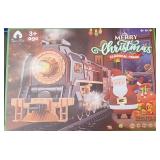 Merry Christmas Classical Train Stean Rail Car Blows Smoke Track 185CM X 99CM Battery Powered Model: 630B Ages 3+