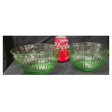Vintage Pyrex Sculpted Tinted Glass Mixing Bowls, Specifically the Emerald Green Ribbed Style From the 7402-S Series.