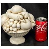 Gorgeous High End Vintage - Mid Century Italian Creamware or White Glazed Ceramic Fruit Compote Centerpiece.