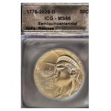 1776-2026 ICG MS66 Initial Release Semiquincentennial Half Dollar