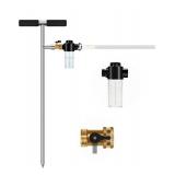 Tree Watering Spike, Stainless Steel Root Feeder, Tree Watering Tool, Deep Root Irrigation System Watering Wand w Four Outlet Holes, Shut off Valve T Handle for Outdoor Garden, Plant & Shrubs