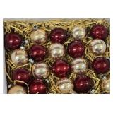 Box of 20 Vintage Red and Gold Blown Glass Ornaments.  1 1.5" diameter