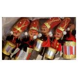 5 Very Vintage - Mid Century Plastic Christmas Ornaments - Made in Japan. One is Missing His Hat. Look at Their Faces!!😍