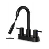 Lead-Free Black Utility Bathroom Sink Faucet with Pull Out Sprayer
2 Spray Modes for Daily Rinsing & Pet Cleaning, Fits 3-Hole Sinks, Installs in 5 Mins, 360° Swivel, 24" Auto-Retractable (First Phot