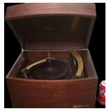 Vintage  Electric 1953 Columbia 360 Record Player in a Mahogany Cabinet. Unit Motor Does Power on but Needs a Belt.