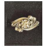 Jabel 18K Gold Diamond Bypass Swirl Ring Size 5 - 4.8g Stamped Jabel
