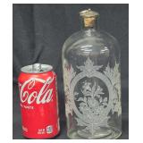 Vintage 8.5" Shafford Etched Glass Apothecary Bottle. Matches Lot 160