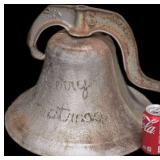 Antique C.S. Bell Co. No. 3 Cast Iron Farm, Dinner, or School Bell with its Original Yoke and Mounting Hardware. MADE IN THE USA