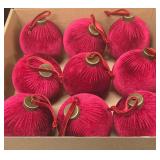 New Box of Beautiful Large Red Velvet Christmas Balls. 4" Diameter.