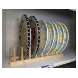 COLORFUL DINNER PLATES AND PLATE RACK INCLUDING CERTIFIED INTERNATIONAL AND ARTIST