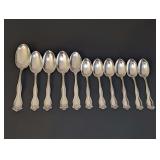 11 VINTAGE STERLING SILVER SPOONS, BELIEVED TO BE WINCHESTER PATTERN BY INTERNATIONAL, APPROXIMATELY 339 G TOTAL WEIGHT