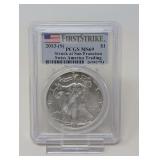2013- S EAGLE SILVER DOLLAR COIN, PCGS GRADED MS69