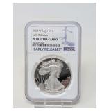 2020- W EAGLE SILVER DOLLAR COIN, NGC GRADED PF70 ULTRA CAMEO