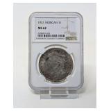 1921 MORGAN SILVER DOLLAR COIN, NGC GRADED MS62
