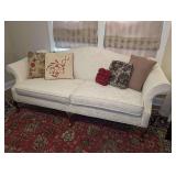 FORMAL HICKORY HILL UPHOLSTERED FLORAL SOFA WITH ROLLED ARMS - LIVING