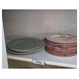 COLORFUL DISHES IN TOP SHELF AREA MARKED 1193 INCLUDING PFALTZGRAFF AND HOME MADE IN ITALY