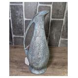 HANDMADE AND HAND SIGNED ORNATE POTTERY PITCHER
