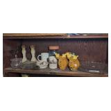 ALL ITEMS ON SHELF MARKED 3052 INCLUDING CAKE PLATE, FORMAL GLASS ASHTRAYS, FORMAL GLASS CANDY JAR, AND MORE