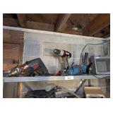 ALL ITEMS ON TOP SHELF MARKED 3074 INCLUDING SKIL XTRA-TOOL 600, CRAFTSMAN CORDLESS DRILL, CHICAGO ELECTRIC ANGLE GRINDER, AND TITAN CERAMIC PORTABLE HEATER