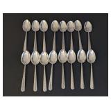 16 VINTAGE TOWLE STERLING SILVER RAMBLER ROSE PATTERN SPOONS, APPROXIMATELY 424 G TOTAL WEIGHT