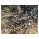 WROUGHT IRON OUTDOOR PATIO SET INCLUDING TABLE AND FOUR CHAIRS
