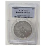 2006- P FRANKLIN-SCIENTIST SILVER DOLLAR COIN, PCGS GRADED MS70