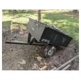 BLUE OWL 10 CUBIC FOOT STEEL BODY GARDEN TRACTOR TRAILER AND CONTENTS