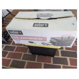 WEBER GO-ANYWHERE GAS GRILL WITH ORIGINAL BOX AND STERILITE TOTE