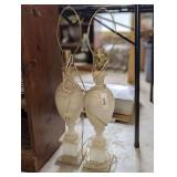 PAIR OF OLD ALABASTER LAMPS