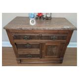 ANTIQUE DRY WASH STAND WITH MARBLE TOP - LIVING