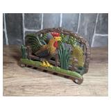 HEAVY CAST METAL ROOSTER MOTIF NAPKIN HOLDER