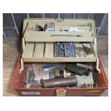 PLANO TACKLE BOX FILLED WITH FIREARMS ACCESSORIES, SHELL CASINGS, SHELLS, AND MORE