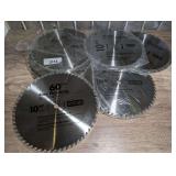 EIGHT NEW RYOBI 10-IN CIRCULAR SAW BLADES, 24, 36, AND 60 TOOTH COUNTS