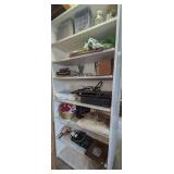 CONTENTS OF BOOKCASE MARKED 3048 INCLUDING PORTABLE HEATERS, VINTAGE GLASS STORAGE JARS, BOOKS, DVD AND VHS PLAYERS, AND MORE