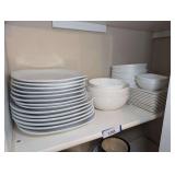 WHITE CHINA COLLECTION INCLUDING CORNINGWARE, CORELLE, PIER ONE, WORLD MARKET, AND CANOPY