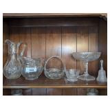 ALL CRYSTAL AND FORMAL GLASS SERVING PIECES AND MORE ON SHELF MARKED 1024 - DINE