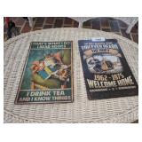 PAIR OF METAL SIGNS INCLUDING VIETNAM HELICOPTER HUEY WELCOME HOME