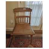WOODEN SIDE CHAIR WITH WOVEN RUSH SEAT AND SPINDLE BACK - LIVING