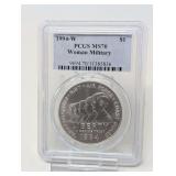 1994- W WOMAN MILITARY SILVER DOLLAR COIN, PCGS GRADED MS70