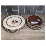 METLOX POPPYTRAIL PLATES AND HULL USA BROWN DRIP GLAZED PLATES