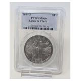 2004- P LEWIS AND CLARK SILVER DOLLAR COIN, PCGS GRADED MS69