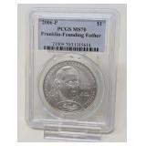 2006- P FRANKLIN-FOUNDING FATHER SILVER DOLLAR COIN, PCGS GRADED MS70
