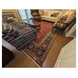 LARGE HAND-KNOTTED PERSIAN STYLE WOOL AREA RUG WITH FLORAL MOTIFS AND MULTI-COLOR BORDERS *** SPECIAL PICKUP INSTRUCTIONS *** - LIVING