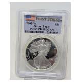 2005- W EAGLE SILVER DOLLAR COIN, PCGS GRADED PR69DCAM