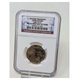 2007- D JOHN ADAMS DOLLAR COIN, NGC GRADED MS66 FIRST DAY OF ISSUE