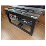 MODERN BLACK METAL AND GLASS ENTERTAINMENT CONSOLE MEDIA STAND - BR2