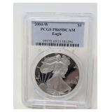2004- W EAGLE SILVER DOLLAR COIN, PCGS GRADED PR69DCAM